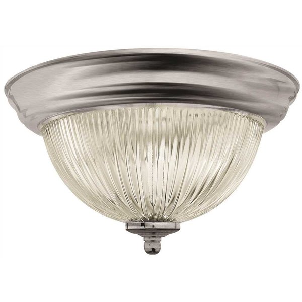 Monument Halophane Dome 13-1/2 in. Fixture Brushed Nickel Uses Two 60W Incandescent Medium Base Lamps 2487028